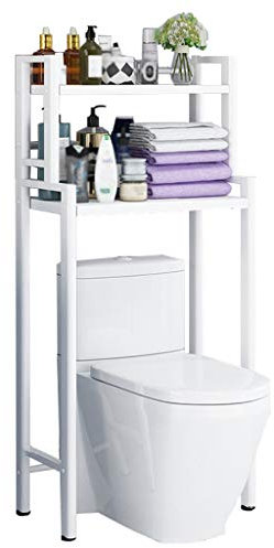 DOFFO Scaffale da pavimento per lavatrice sopra il WC, scaffale sopra il lavello in acciaio inossidabile, distanza tra gli strati regolabile (White)