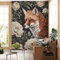 Fchen art Fox Wandkunst, Fuchsblatt, Blumen, Boho, braunes Blatt, einfach abziehbar, Kontaktpapier, Fuchs-Wanddekoration, selbstklebendes Wandpapier für Badezimmerschrank, Ingwer, 150 x 200 cm