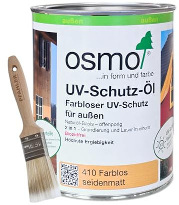 Osmo UV-Schutz-Öl 410 Farblos seidenmatt ohne Filmschutz für den Aussenbereich biozidfrei 0,75 L Inkl. Gratis PFAHLER-Pinsel