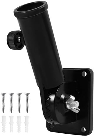 BGFAVCV Aluminium Flagpole Mounting Bracket, Adjustable, Wall Mount or Pillar Mount, Black