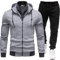 2024 Herren Casual Trainingsanzug Set Langarm Full Zip Laufen Jogging Athletisch Sweat Suits Sweatshirt Herren Set (Grey, XXXL)