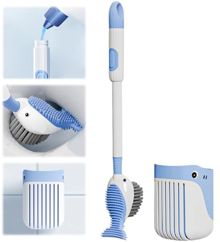 Aipeeo Escobillas de Baño,Escobilla de Baño Silicona,Escobilla Baño con Dispensador Jabon,Cepillo Inodoro en Suelo de Pared,Escobilla WC con Secado Rápido Adecuado para Baños y Suelos