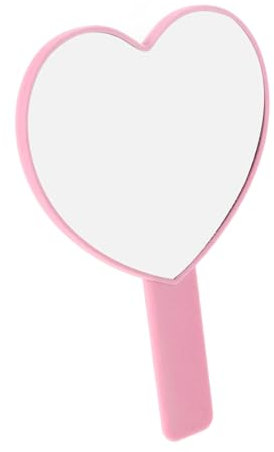 FRCOLOR Miroir De Maquillage Forme De Cœur Portable avec Poignée Rose Et Strass Miroir à Main pour Voyages Trousse De Beauté des Femmes