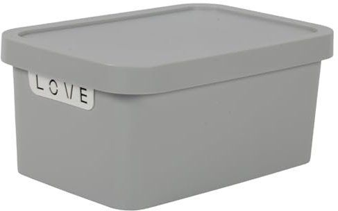 Jolie Max Plastic Storage Box with Lid, Stackable & Space-Saving 7.5L, Solid Matte Colour, Decorative Design, Durable Organizer for Home, Office, Bedroom, Kitchen – 31.5 x 21.5 x 14.5 cm (GREY)
