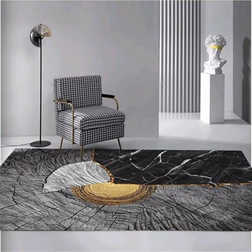 RUGMRZ Küchen Vorleger Wohnzimmer-Salon, rutschfest, Modern, Einfach, Modisch, Waschbar Teppich Jugendzimmer Schwarz Gemütliche Deko Flokati Teppich Küchen Vorleger Waschbarer Teppich200X290Cm