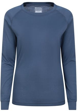Mountain Warehouse Talus Womens Long Sleeves Baselayer Top - Thermal Underwear, Lightweight, Breathable, Warm & Easy Care - Autumn, Winter & Outdoors Dark Grey (Round Neck) Women's Size 22