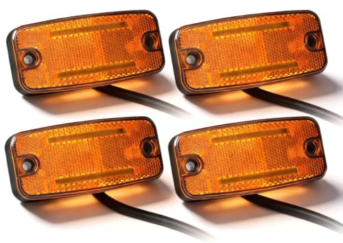 Qiping 4 x LED Begrenzungsleuchte Orange 12V/24V LED Umrissleuchte Gelb Bernstein Positionsleuchte mit E-Prüfzeichen für LKW, Pkw-Anhänger, Wohnwagen, Kfz, Traktor