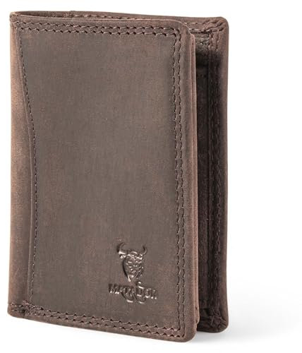 MATADOR® Petit portefeuille pour homme avec protection RFID minimaliste, marron foncé, s, Rétro