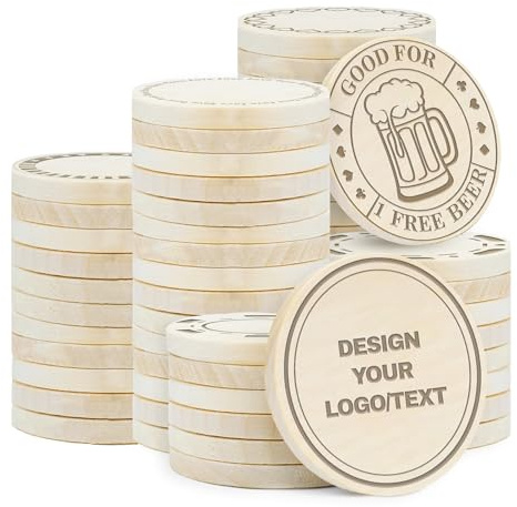 30 to 1000 Custom Wooden Chips Laser Engraved UV Color Printing Logo Text Pictures Poker Chips for Bar Party Day Customize
