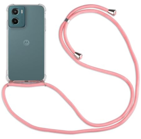 betterfon Handykette Hülle kompatibel mit Motorola Moto G55 | Smartphone Hülle Case mit Band | Handyhülle Handyband zum Umhängen | Rosa