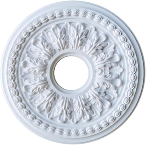 Stuckrosette Decke,Deckenrosette,PU Deckenleuchtenabdeckung Rund 26cm/35cm Weiß Dekorative Deckenventilator Lampenverkleidung,Wanddeko Wohnzimmer (35cm)