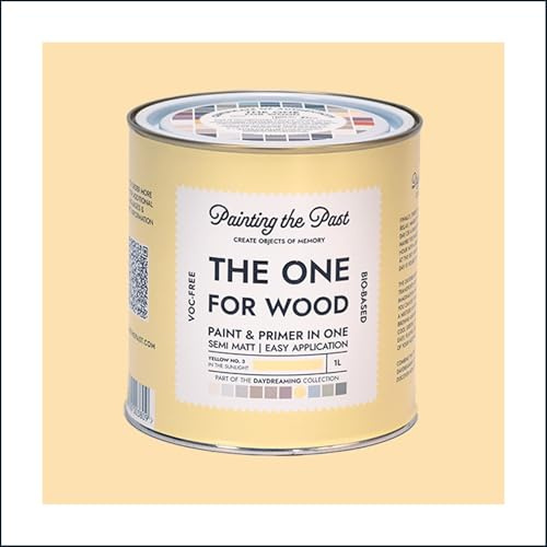 The One for Wood Paint & Primer 1L Yellow No. 3 In the Sunlight | Semi Matt Finish, Bio-Based & VOC-Free Formula for Wooden Furniture & Surfaces | Durable & Easy Indoor Home Decorating