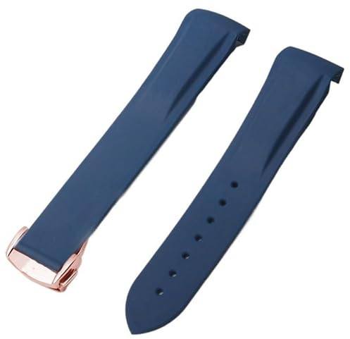 YOLIONU Gummi-Uhrenarmband für Omega Seamaster 300 Planet Ocean Silikon-Uhrenarmband(Bluer,22mm)
