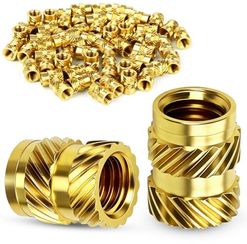 sturiz 60pcs Threaded Inserts M4 Threaded Inserts for Plastic Heat Set Insert Tool Thread Insert 3D Printing Brass Metric Knurled Nuts