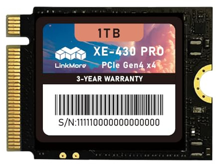 LinkMore XE-430 PRO 1TB M.2 2230 NVMe SSD, PCIe Gen4 x4 / PCIe 4.0 Unità a stato solido interna, espansione di archiviazione per dispositivi di gioco portatili