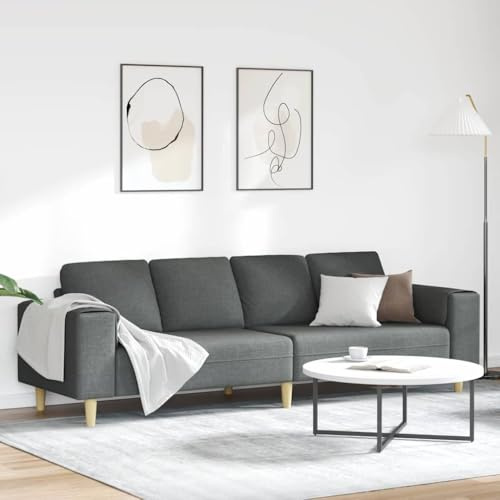 Yisssmeng Dunkelgraues Schlafsofa 250x77x76 cm Polyester Schaumfüllung Ottomane Dreisitzer Couch mit braunen Beinen