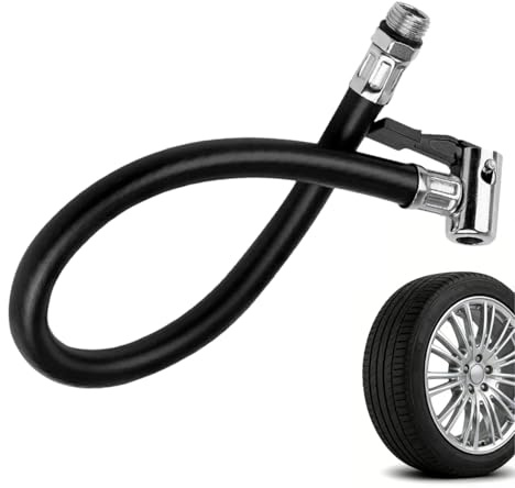 Medrialife 38cm reifenfüllschlauch reifenfüller reifenfüller Schlauch Ventilverlängerung mit 12,5 mm Außengewinde Metallanschluss mit Dichtung inkl 2 EU Druckluftstecknippel passend für Auto Motorrad