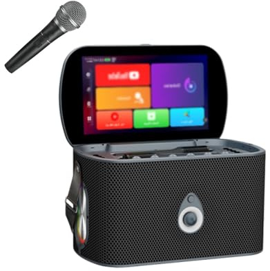 Outdoor Karaoke Anlage Tragbare Karaoke Maschine mit Bildschirm, Funk Mikrofone wiederaufladbar, leistungsstarker Karaoke Lautsprecher, Camping