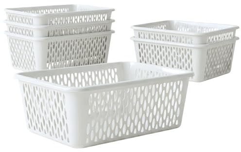 BERLONA Aufbewahrungskorb Kaja, 6er Set, 30 x 20 x 10 cm - Weiß | Ordnung in Schublade, Küche und Bad, flexibler und formstabiler Kunststoff, offenes Format für schnellen Zugriff