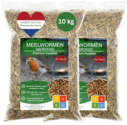 Mjölmaskar torkad 10 kg (2 x 5 kg)– premiumfoder för vilda fåglar, tillägg till fågelmat – proteinrikt mellanmål för fisk, reptiler och gnagare – året runt foder för igelkottar och ekorrar