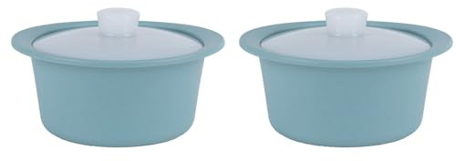 HWIREUIGT 2X Vaporera de Silicona para Microondas con Asa y Tapa, Resistente Al, Apta para Lavavajillas, Color