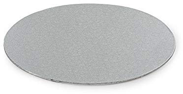 DECORA Thin Cake Board Silver Ø 25 CM H 3 MM 10' Tabla Fina para Tartas, Cartón, Plateado, 25 x 25 x 0.3 cm