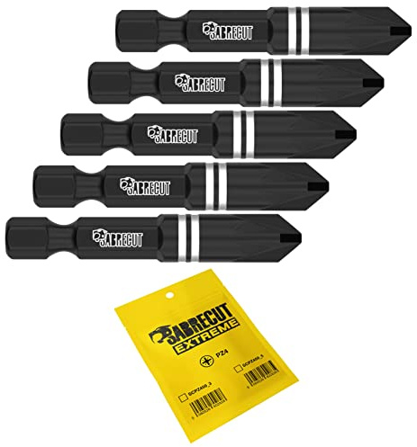 SabreCut 5pcs SCPZ450_5 50mm PZ4 Impact Screwdriver Bits Heavy Duty | Forged precision tips and heat-treated torsion steel improve impact resistance, durability and reduce breakage