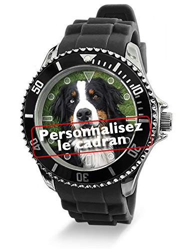 Montre Sport Homme Personnalisée avec Une Photo, Texte, Logo. Cadeau Personnalisable, Votre Message Gravé sur Le Fond de la Montre. Bracelet Sport en Silicone de Couleurs. Cadeau Papa