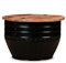 vidaXL Table Basse Table d'Appoint Table de Canapé Salon Meuble de Salle de Séjour Maison Intérieur Bois de Récupération Massif Forme de Baril Noir