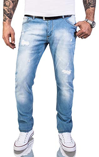 Rock Creek Herren Jeans Hose Regular Slim Stretch Jeans Herrenjeans Herrenhose Denim Stonewashed Basic Stretchhose Raw RC-2144 Hellblau W38 L34