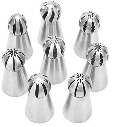 Messar - Set di beccucci russi in acciaio INOX di grandi dimensioni per decorazione torte fai da te 8 Pcs