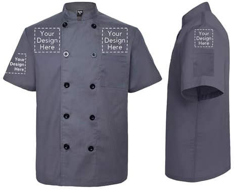 TopTie Chaquetilla Cocinero Hombre y Mujer Personalizada Chaqueta Cocina Chef Manga Corta Uniforme para Hostelería Restaurante