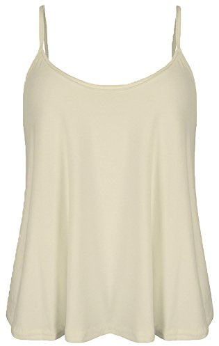 Womens Sleeveless Swing Vest Top Camisole Strappy Flared Skater Tank T-Shirt, XL 16-18, Cream…