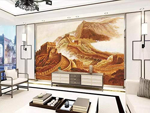 Tapete 3D Wandbild Chinesisches Ölgemälde Der Chinesischen Mauer Fototapete 3D Effekt Vliestapete Wohnzimmer Wanddeko
