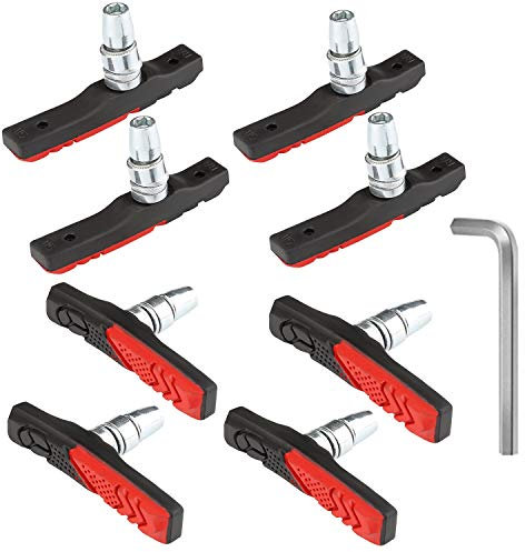 RUJOI 4 Pairs Bike Brake Pads Set,72mm V Brake Shoes with Hex Nuts and Washers, brakes V-Brake Set for Cruiser MTB Mountain Bicycle