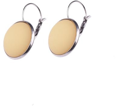 Adi Modeschmuck Ohrring 'Kaja', 16mm Cabochon aus echtem Polaris in einer leichten Klappbrisur aus Edelstahl, handgefertigt in Berlin Edelstahl (Beige)
