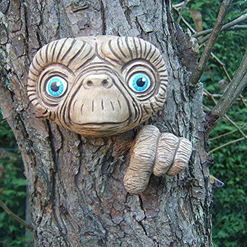 BSTCAR Baumgesicht, Et Alien Gartenbaum Gesicht Statue Ornament Skurrilen Skulptur Harz Statuen Garten Ornamente Bäume, Zäune Und Wände, Outdoor Decor