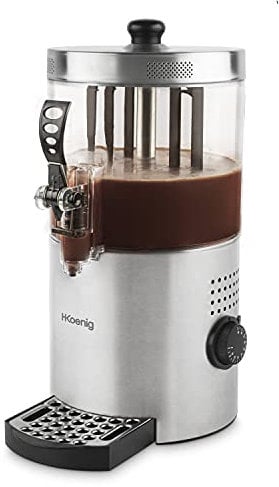 H.Koenig Distributeur à Chocolat Chaud Acier inoxydable SHK800, 1200W, Cuve amovible de 3L, Thermotast réglabable, Maintien au chaud, Système anti-goutte, Compatible Lave-vaisselle