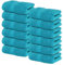 Infinitee Xclusives - Paquete de 12 paños de 13 x 13 pulgadas, 100% algodón para baño y cocina, hotel premium, spa y salón, trapos de lavado altamente absorbentes para manos y cara (verde azulado)