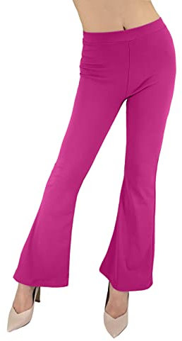 JOPHY & CO. Pantalone Cabana Donna Made in Italy Leggero Comodo a Zampa Larga Elastico in Tessuto (cod. 6038) (Fucsia, L)