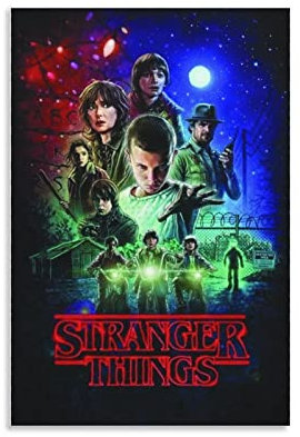 Enartly Kunstdruck Poster Millie Bobby Brown, Noah Schnapp, David Harbour, Christofer Drew, Raumdekoration, Wandkunst für Jungen, Schlafzimmer, Heimdekoration, Musikposter 60x90cm Kein Rahmen