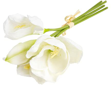 Botanic-Haus künstliches Amaryllis Bündel (weihnachtliche Blume) mit 3 Blüten und 1 Knospe Farbe: Creme-weiß