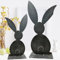 Terma Stahldesign Osterdeko XXL Osterhasen Set mit Bodenplatte grau mit Bodenplatte Handmade Germany Osterdeko für draußen und drinnen Gartendeko Frühling Metall Deko Ostern Hase außen innen