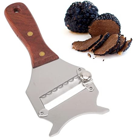 Truffle Slicer Shaver Stainless Steel Truffle Chocolate Cheese Shaver Grater Cutter with Adjustable Smooth Blade and Wooden Handle, Wavy Blade Dessert Knife Kitchen Gadgets