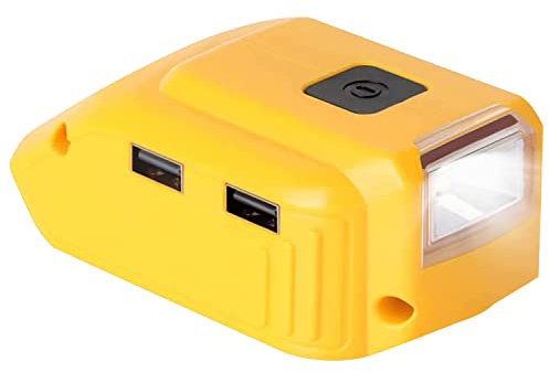Battery Adapter for Dewalt 14.4V/18V/20V Lithium Ion Battery, DC Port & LED Work Light &Dual USB Charger, Power Source, Power Supply Compatible with Dewalt DCB091