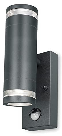 4lite Marinus Outdoor Up Down Wall Light (Anthracite) Rust Free IP44 Rated Motion Sensor Exterior Wall Lamp - 4L2/2308-4Yr Guarantee