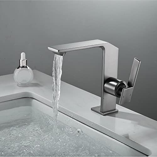 HomeLava Modern Wasserhahn Bad Wasserfall, Waschtischarmatur mit Auslauf Höhe 170 mm Wassersparende Mischbatterie für Gäste WC, Badezimmer Hochdruck Armatur Waschbecken Einhebelmischer aus Messing