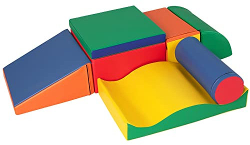 DREAMADE 7 TLG. Schaumstoffbausteine Riesenbausteine zum Toben und Klettern, XXL Bausteine Kinder, Softbausteine aus Schaumstoff, Großbausteine mit PU-Bezug für Babys und Kleinkinder (Modell 1)