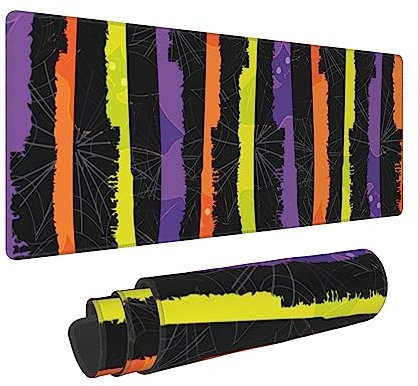 Großes Gaming-Mauspad mit genähten Kanten, Halloween-Totenkopf, menschliches Skelett, erweitertes XL-Mauspads für Schreibtisch für Tastatur, Herren, schwarz, 80 x 30 cm (Halloween-Fledermäuse