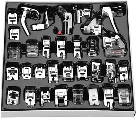 Lot de 32 pieds presseurs pour machine à coudre Brother, Babylock, Singer, Janome, Elna, Toyota, New Home, Simplicity, Necchi, Kenmore et machines à coudre blanches à tige basse